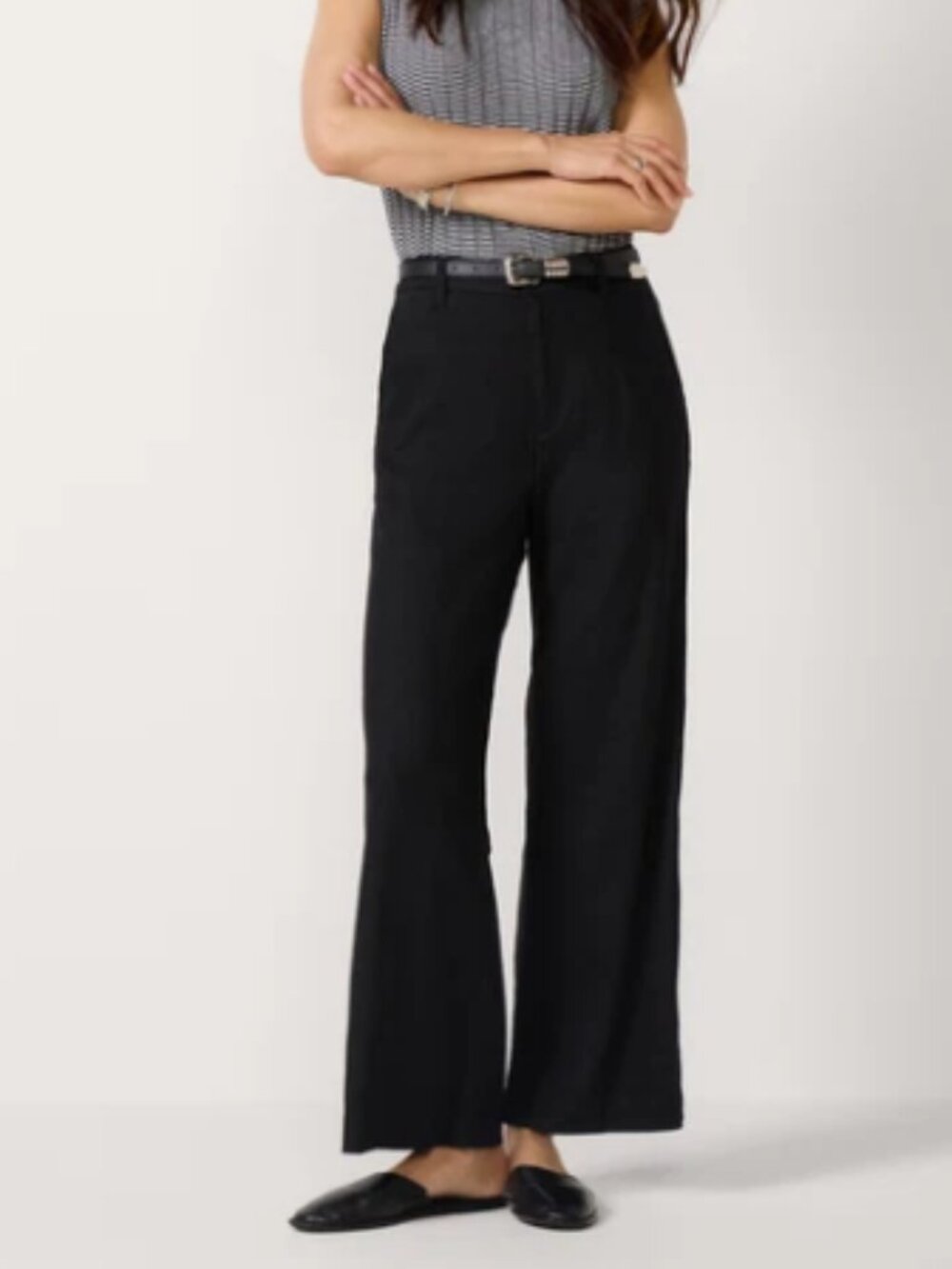 NWT Kut From The Kloth Wide Leg Black Trouser Pants Size 4 Casual Minimal Office